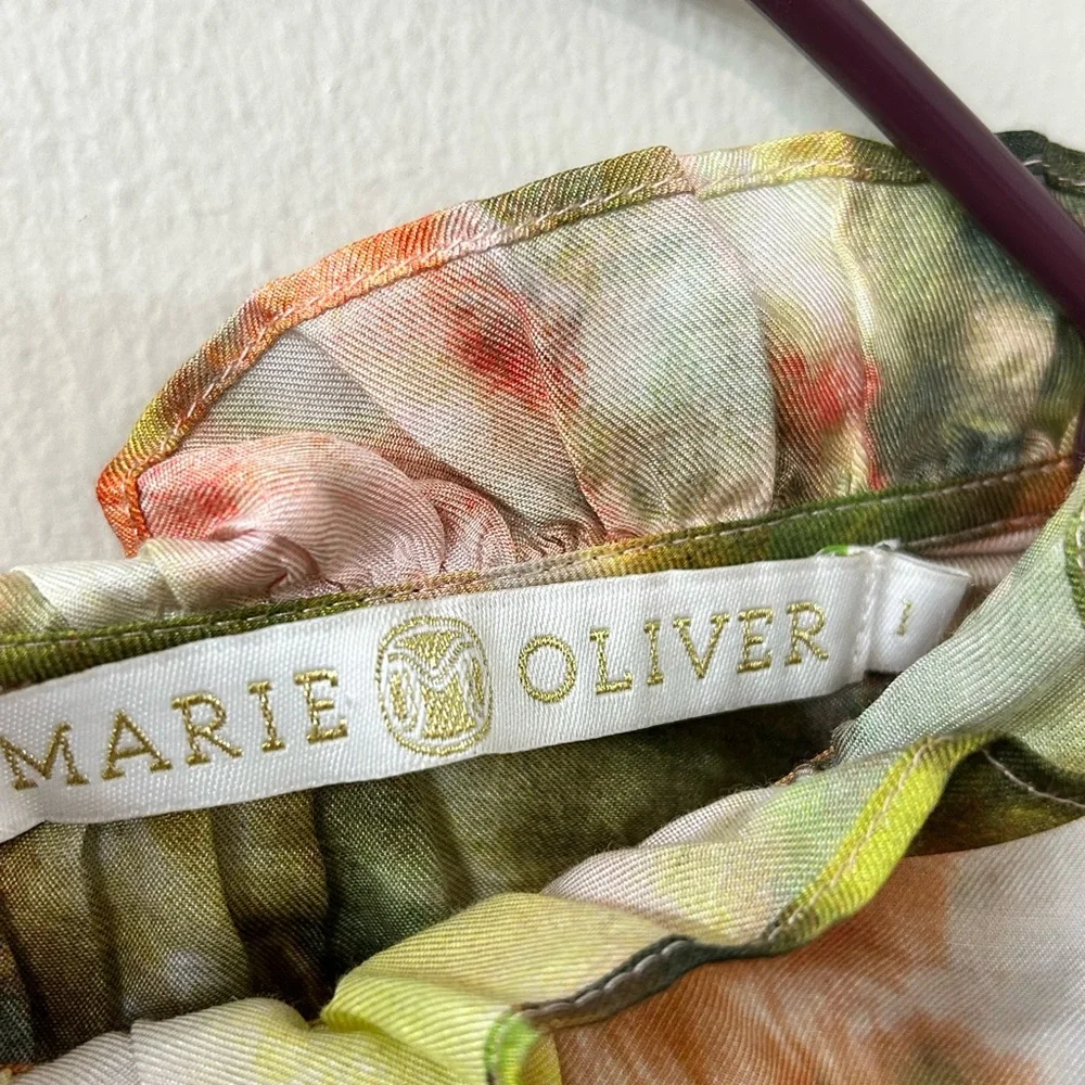 Marie Oliver Emma Top Garden Print Sz L Silk Blend